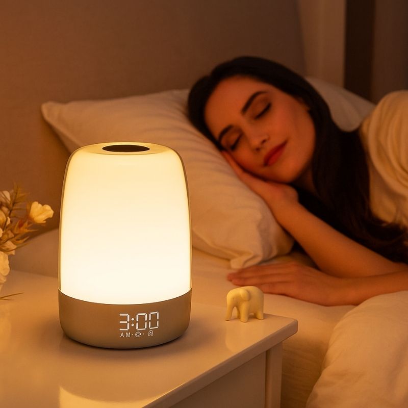 Lampe réveil LED avec commandes simples et pratiques