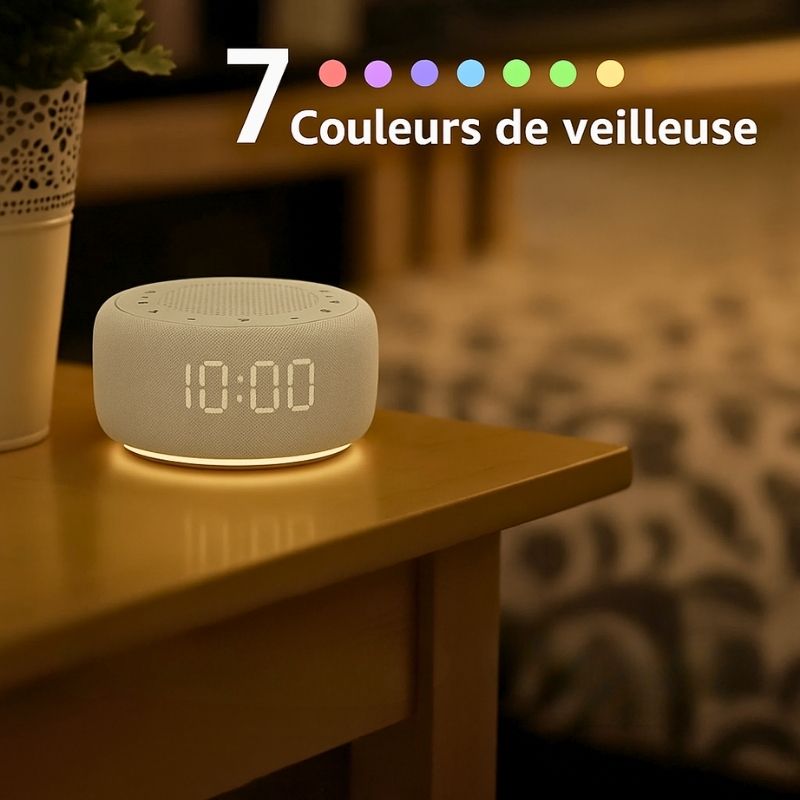 aperçu des fonctions radio réveil Éclora avec veilleuse 7 couleurs