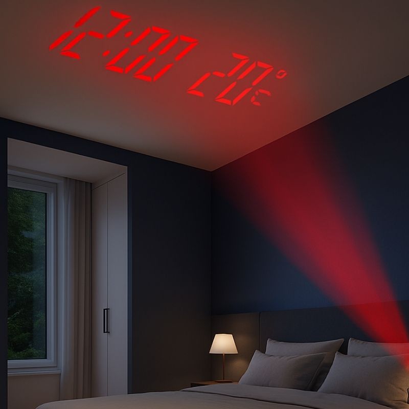 Réveil digital avec double projection et fonction snooze