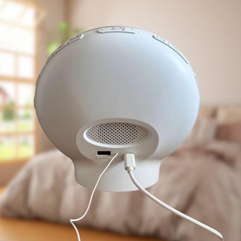 Réveil LED coloré utilisé comme veilleuse dans une ambiance tamisée