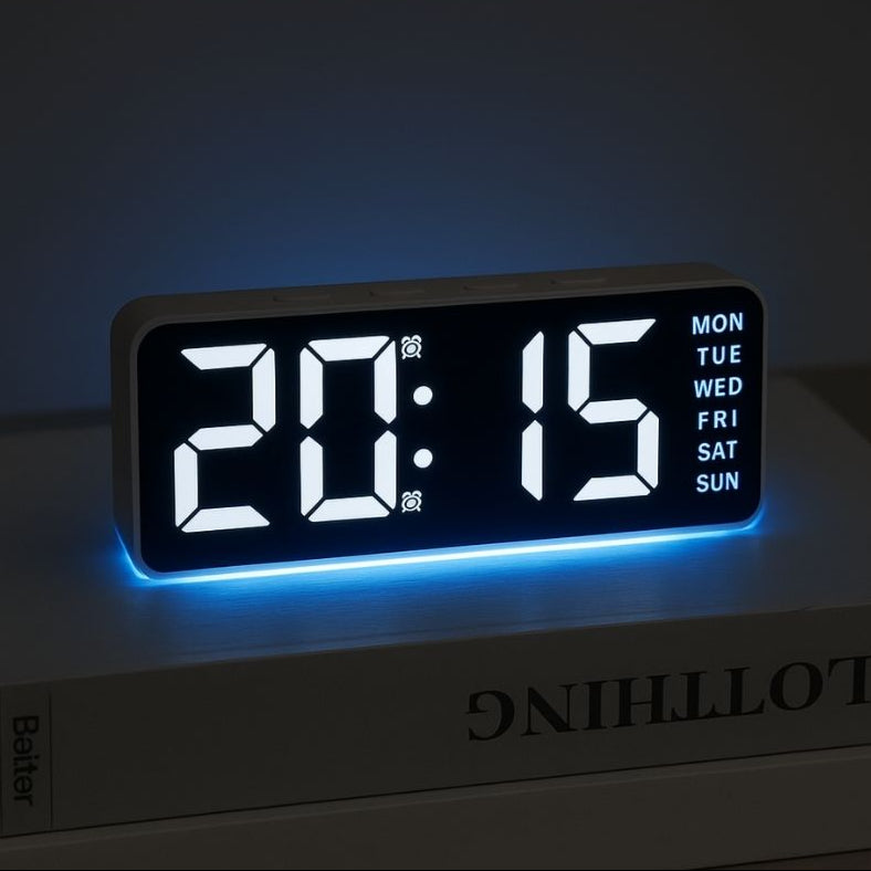 Réveil LED noir lumineux avec température et heure – Luminor Top Réveil