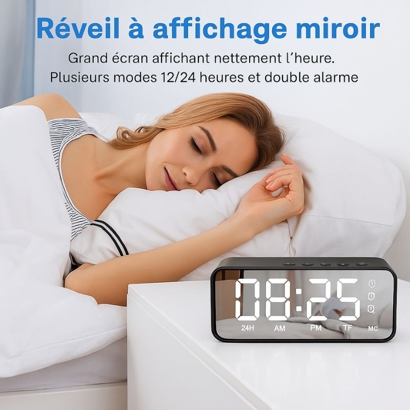 Réveil portable compact avec affichage miroir – Minovo