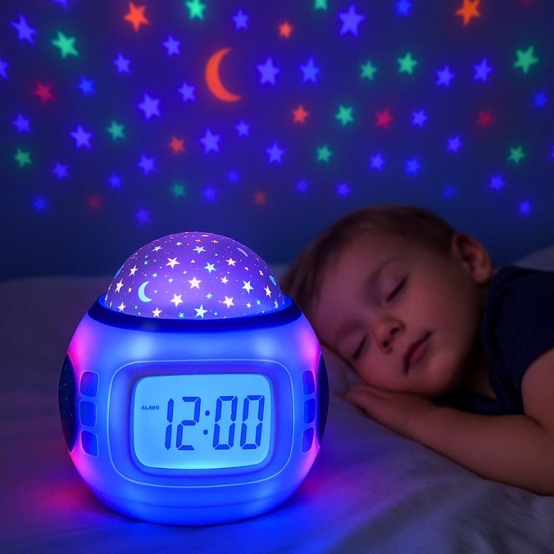 Réveil enfant Stellino – Projection étoilée avec enfant endormi, TopRéveil