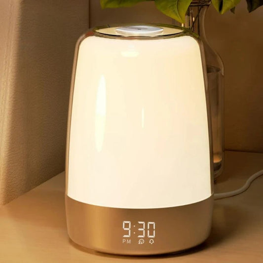 Réveil lampe LED blanche avec affichage digital intégré